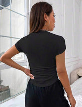 SOLID COLOR V-NECK SLIM FIT CASUAL SHORT SLEEVE T-SHIRT